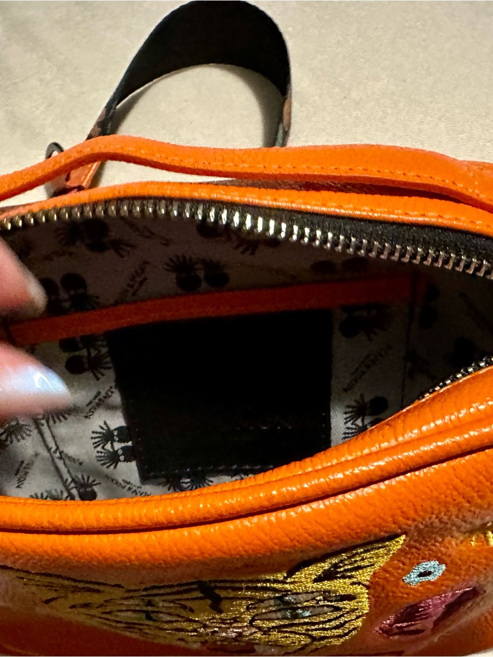 Orange Embroidered Tiger Crossbody Bag - Picture 3 of 7